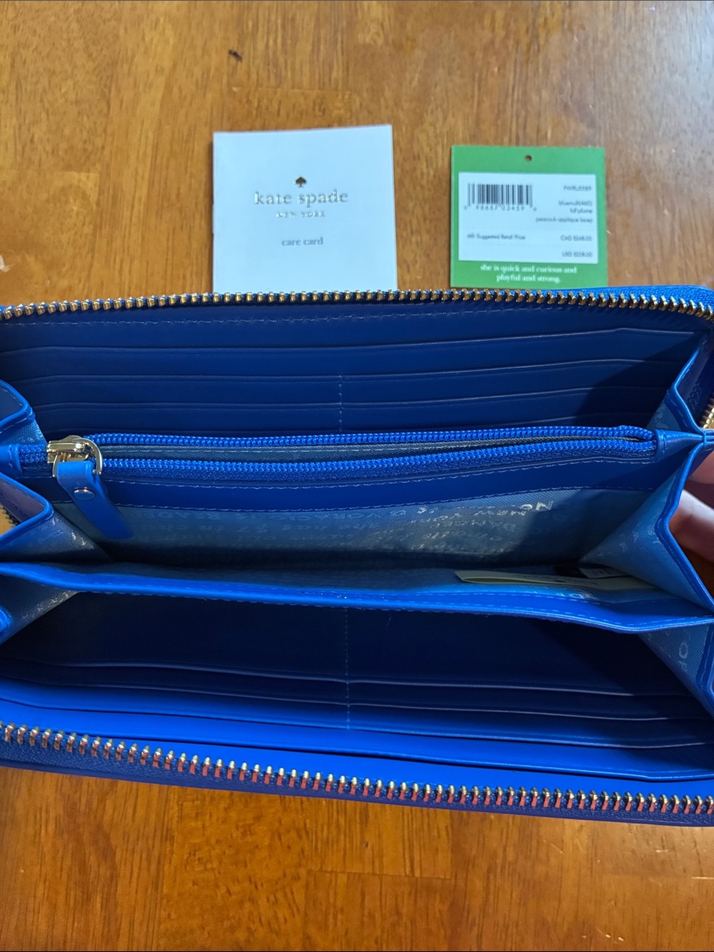 kate spade blue peacock-print leather wallet - Picture 4 of 5